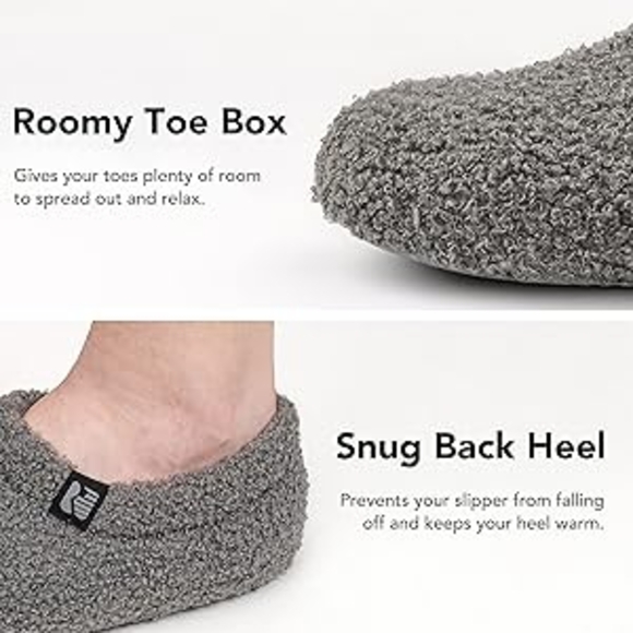 Gray Fleece Slippers with Quiet Sole - Picture 5 of 6